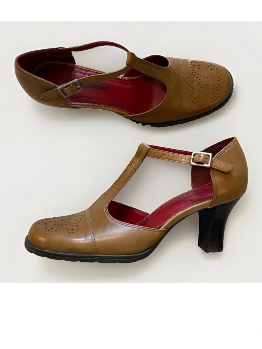 Retro Women's Leather T-strap Oxfords Mary Jane Shoes Dapper Days Brown Sz 9